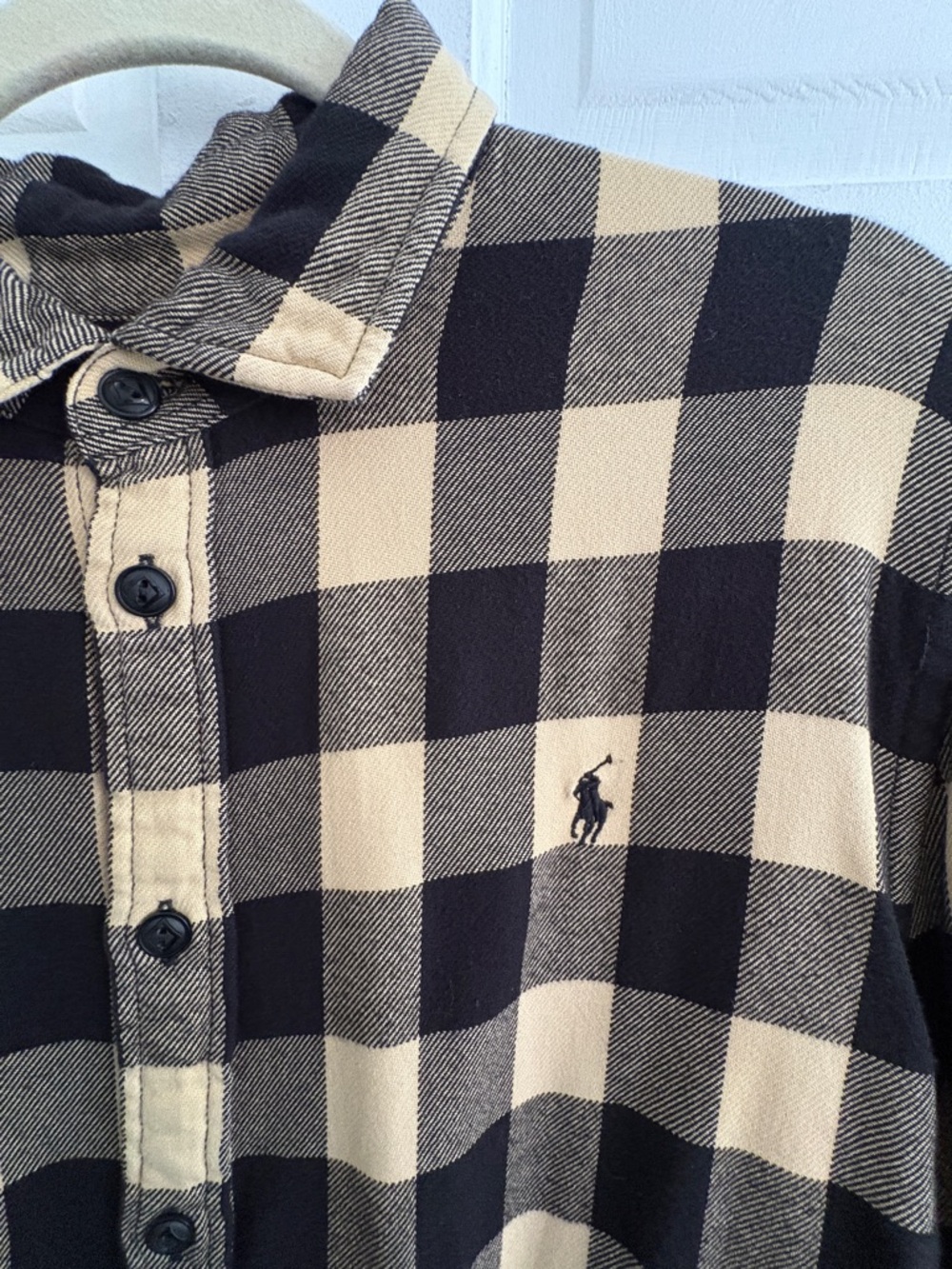 Polo Ralph Lauren Black and Cream Plaid Flannel Shirt - Picture 2 of 7